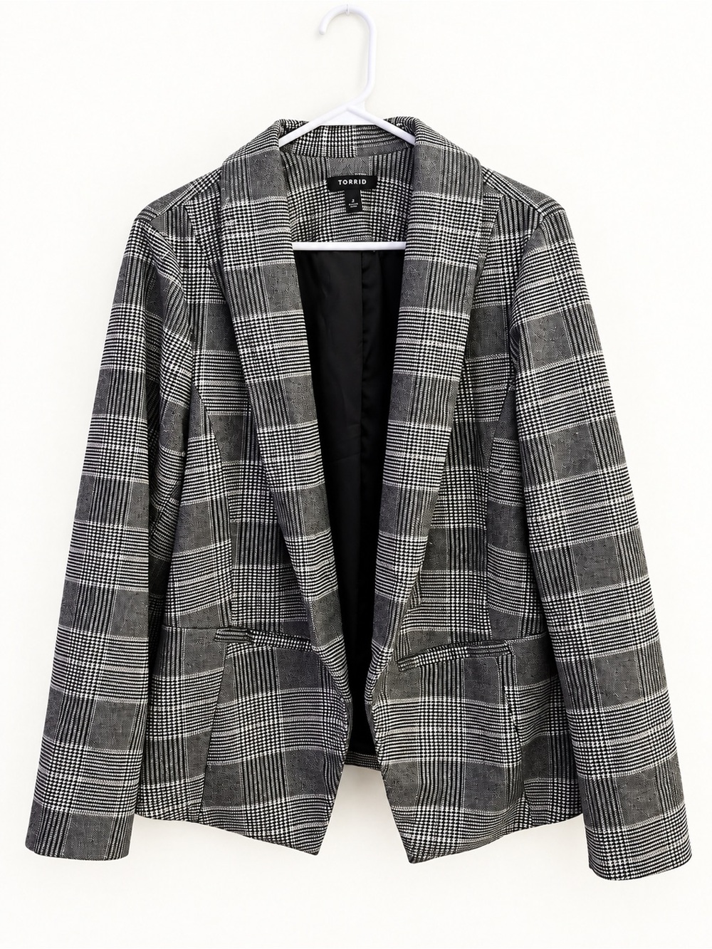 Torrid Size 2 Gray Plaid Open-Front Blazer